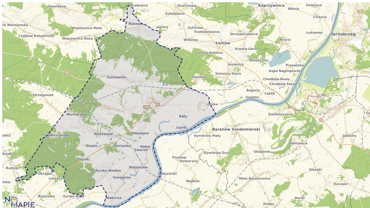 Mapa obszarów ochrony przyrody Osieka
